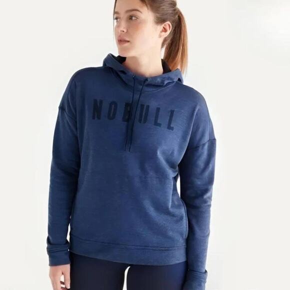 NoBull Women's Blue Front Pockets Drawstrings Hoodie Sweatshirt Size Small - Picture 1 of 6